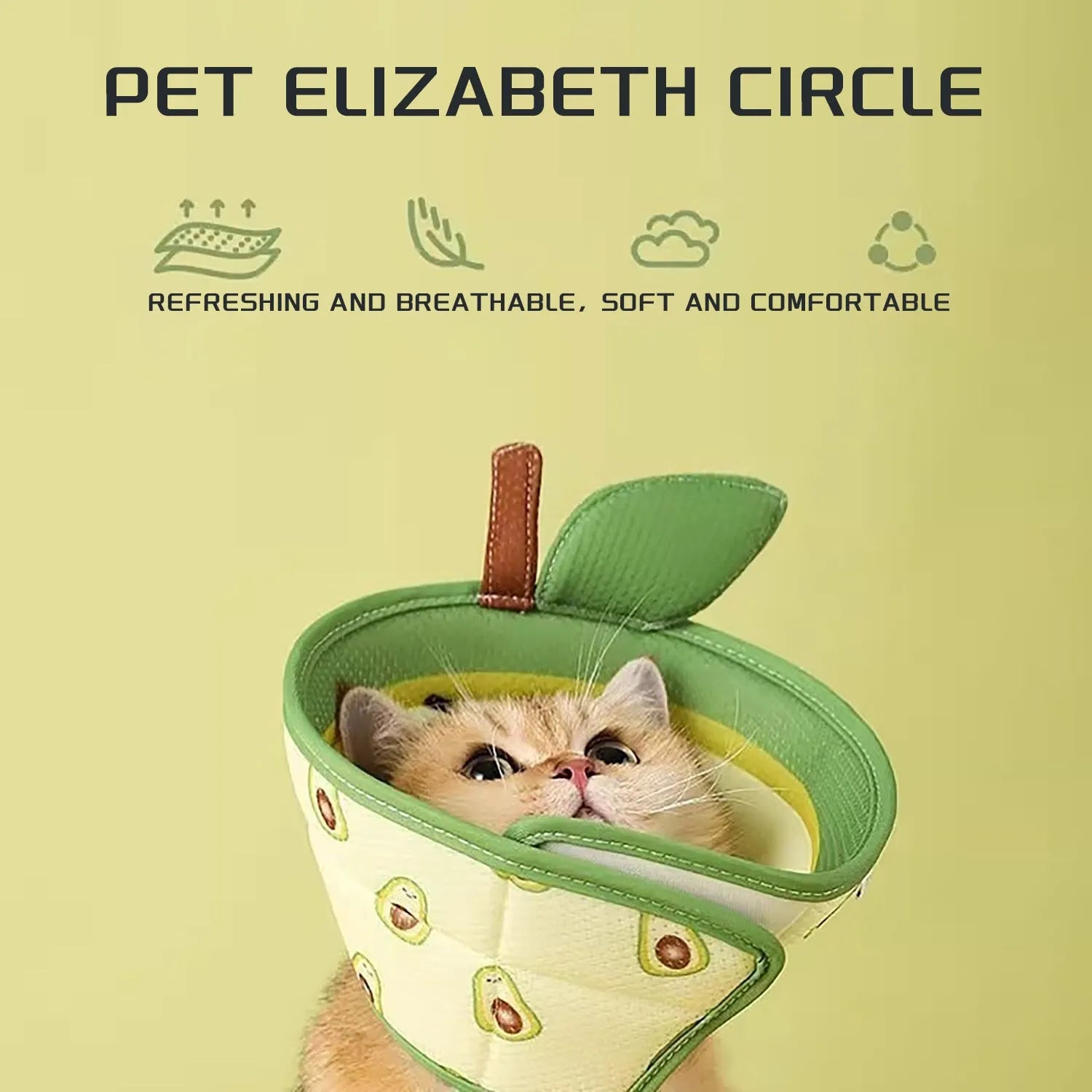 Soft white EPE foam cat cone collar with blue adjustable strap fastened around a cat's neck