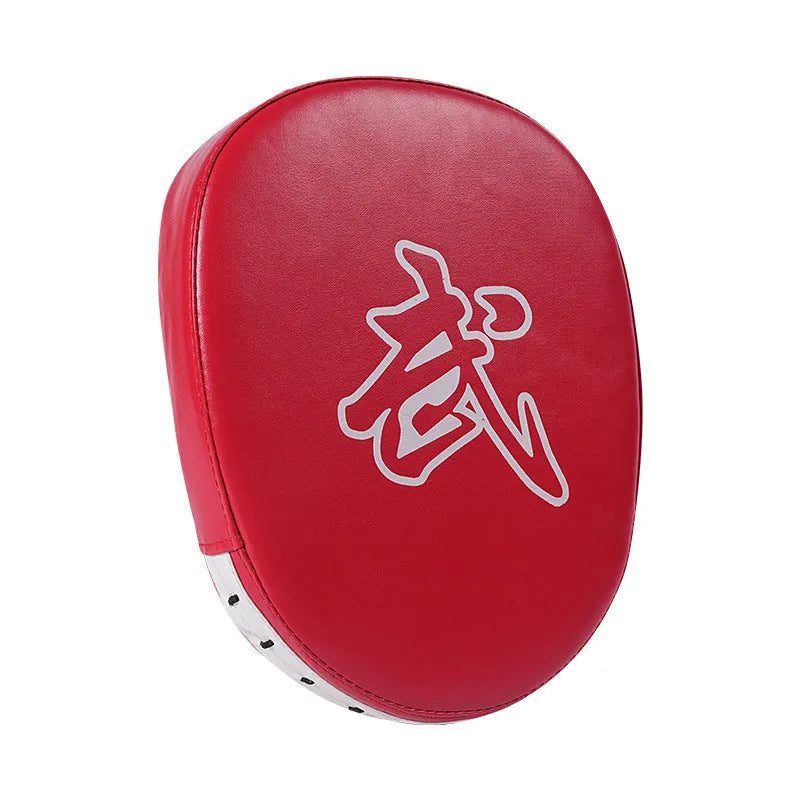 Boxing punch mitts hand target for Sanda and Muay Thai training in red, black, blue, and yellow colours.