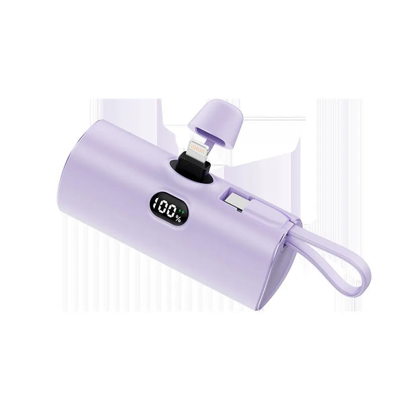 Capsule-shaped digital display wireless power bank with built-in plug in multiple colours