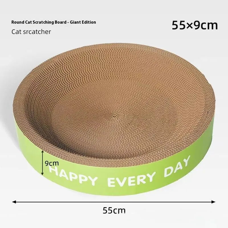 Green round cat scratching board nest showing combined cat bed and scratching surface