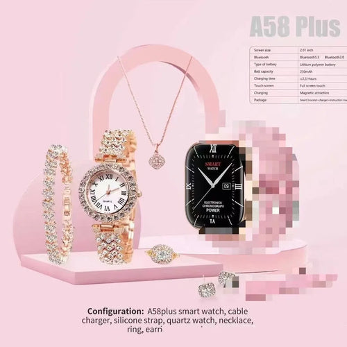 A58plus smartwatch in multiple colours showing TFT touch screen and Bluetooth calling functionality