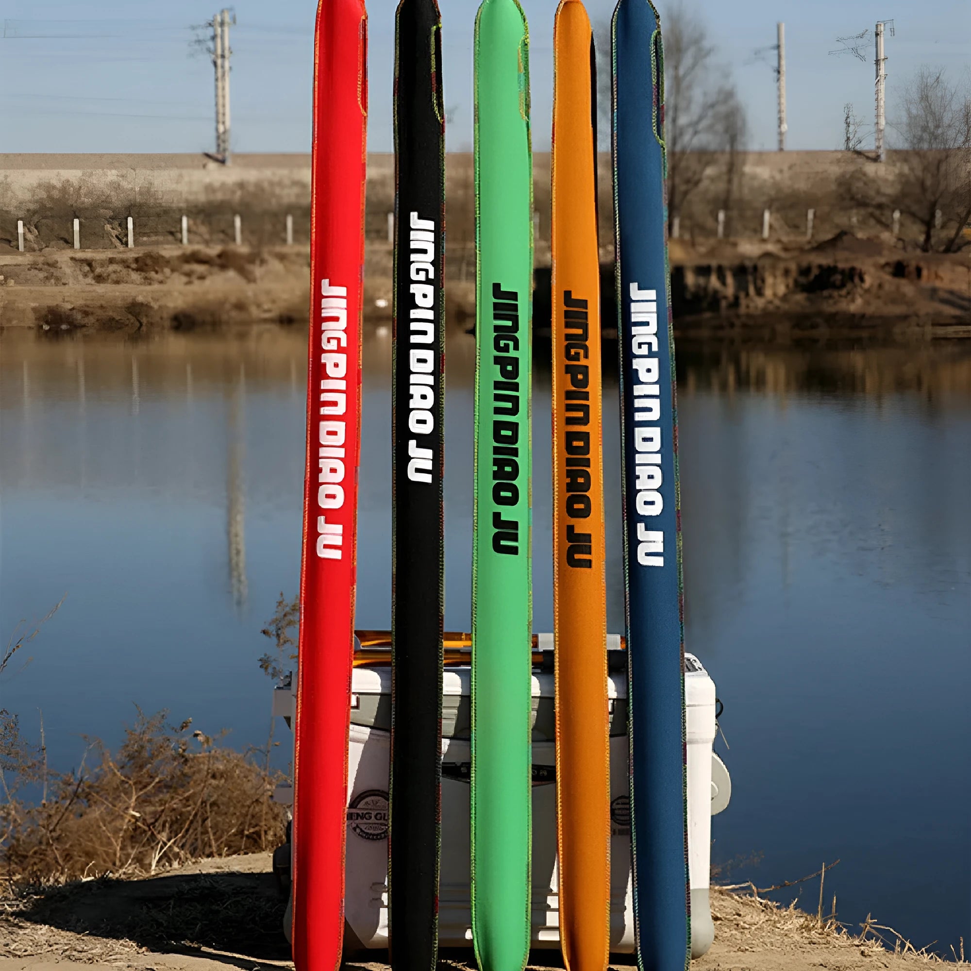 Retractable fishing rod bag in cotton fabric with telescopic design for rods up to 150cm