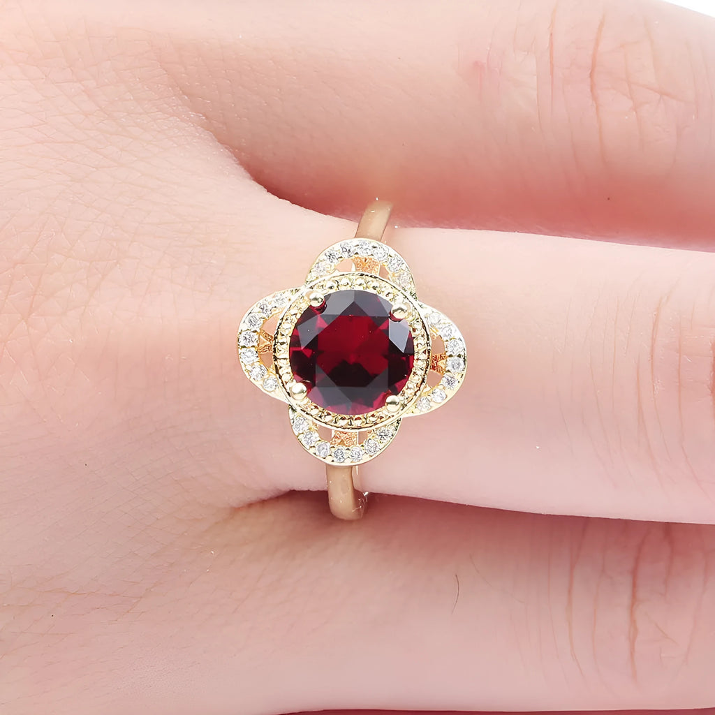 Copper fruit-shaped zircon ring with electroplated finish