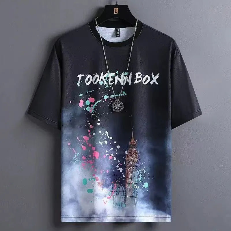 Men's summer sportswear set with short sleeve t-shirt and matching shorts