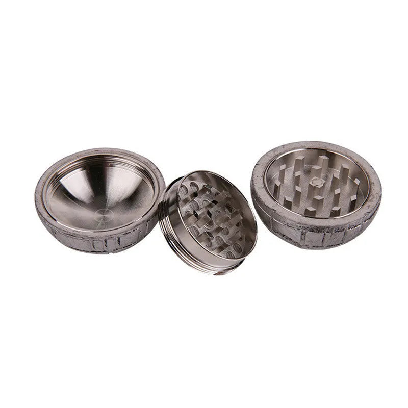 Three-layer zinc alloy and aluminium manual hand grinder 50mm silver grey