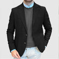 Men's loose-fit cotton casual suit jacket in army green colour on a hanger