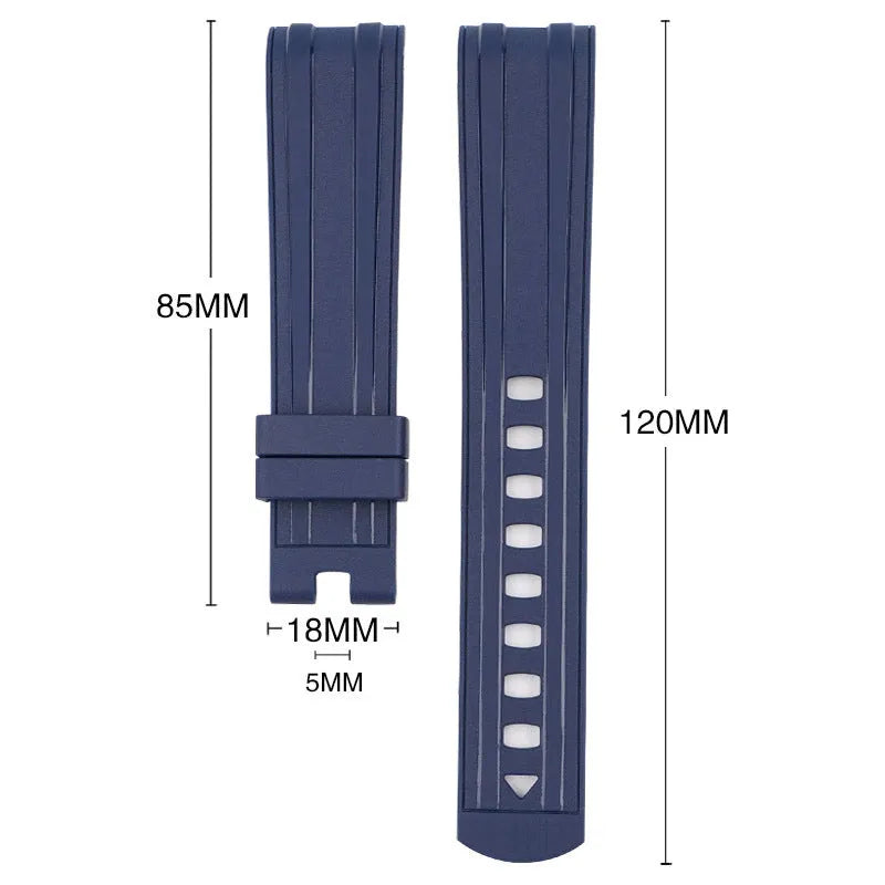 Replacement watch strap 20mm silver buckle, black colour option, for casual and sports watches