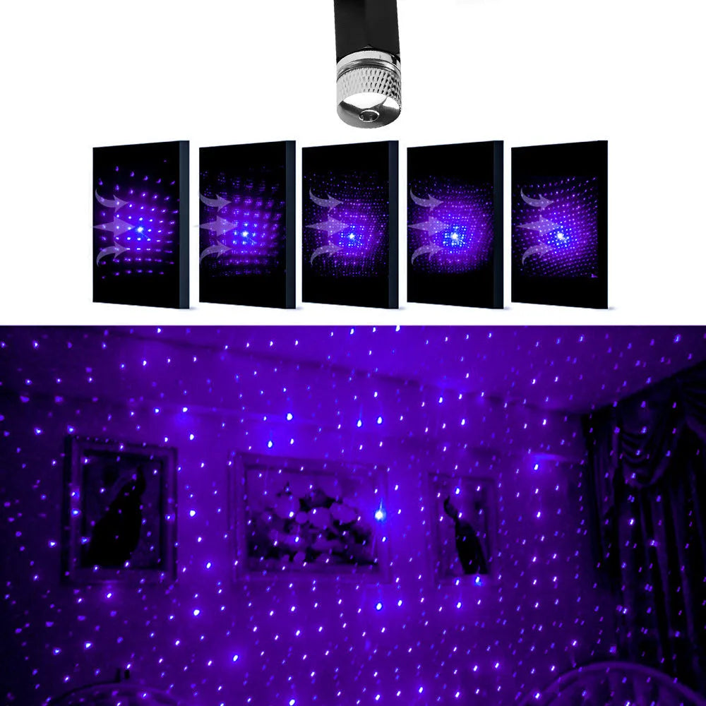 3W LED car interior starlight ceiling lamp with voice control, USB powered, green purple red colours