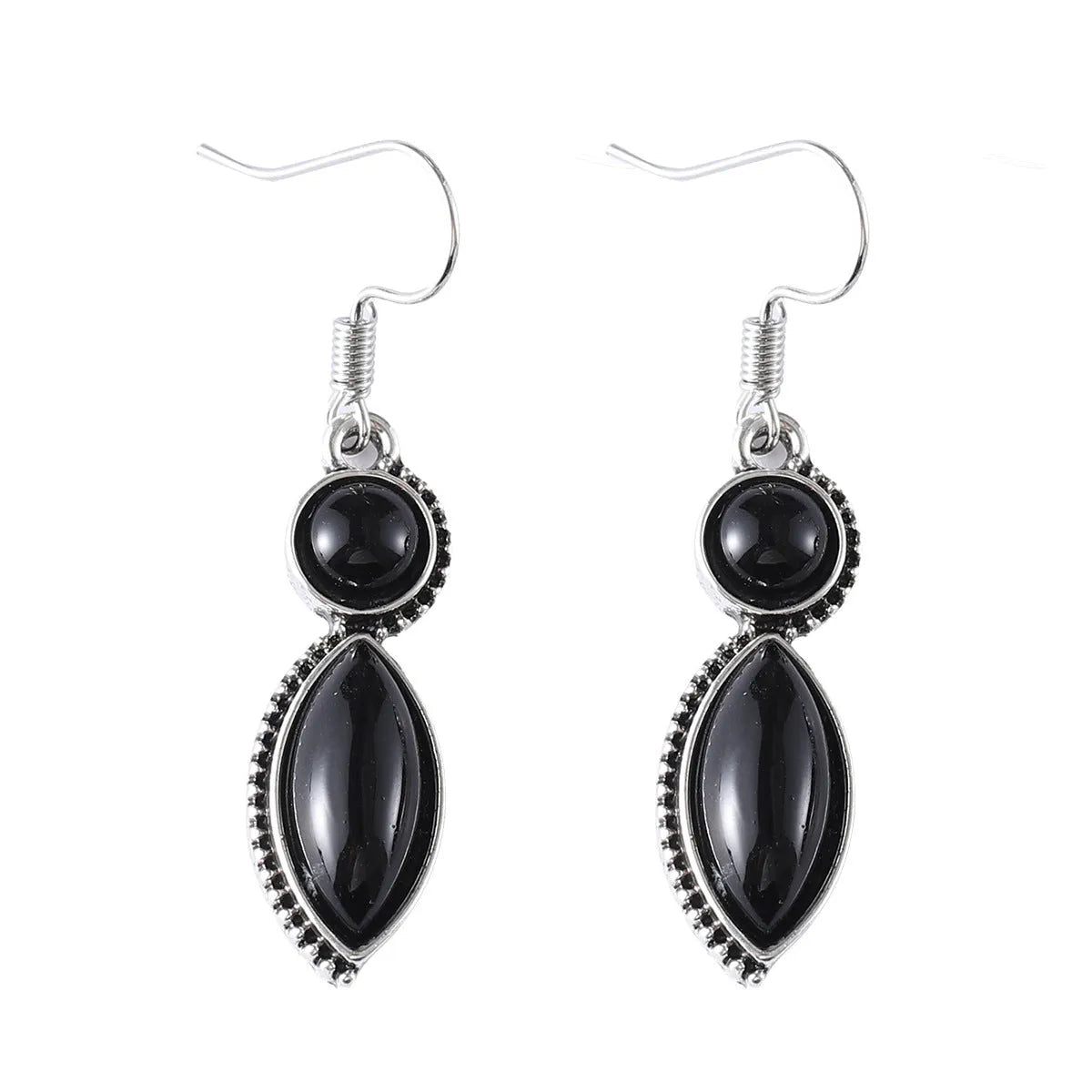 Geometric vintage pendant earrings in black and purple colour pair with zinc alloy construction