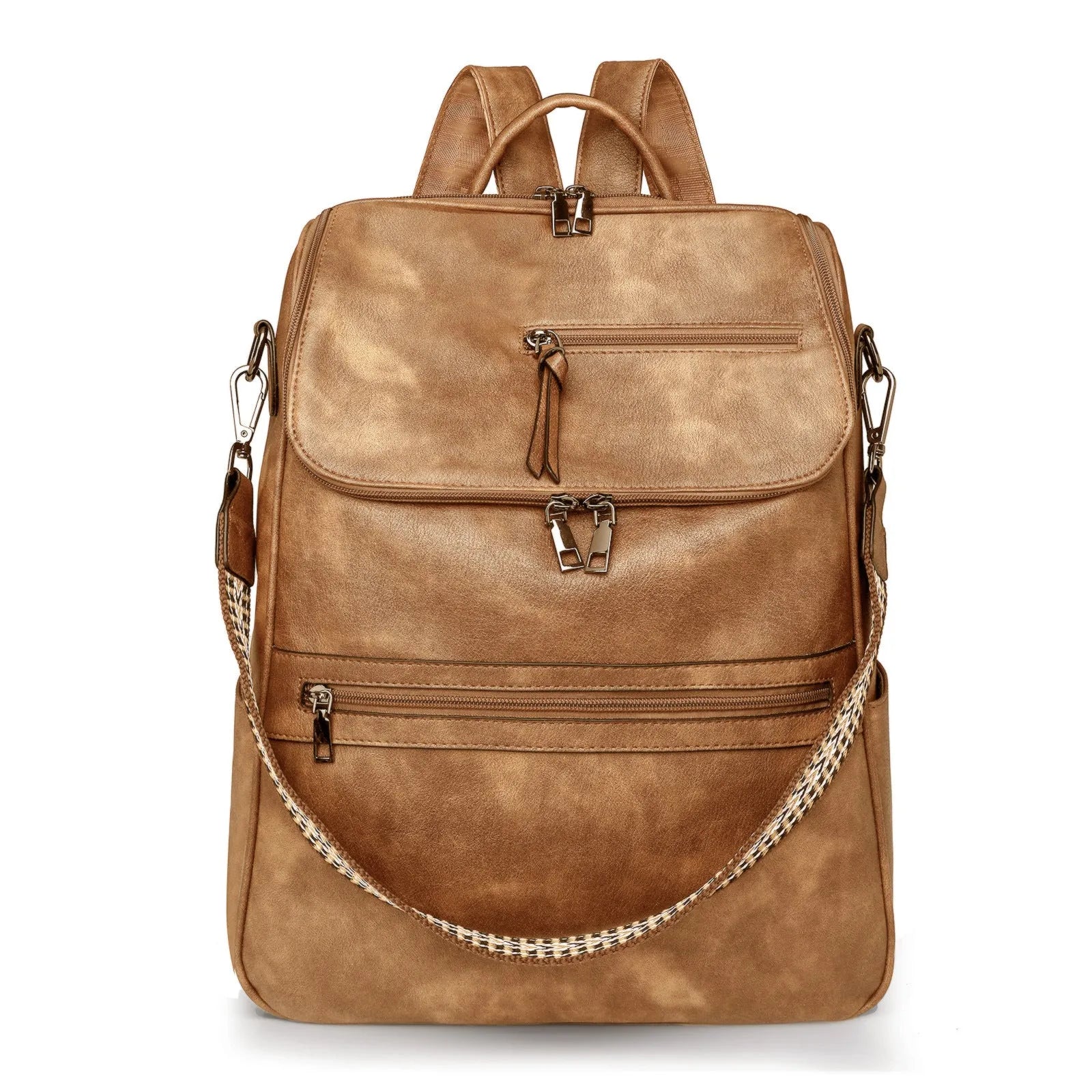 Retro college students backpack with curved shoulder straps in six colour options including black, blue, and yellow apricot