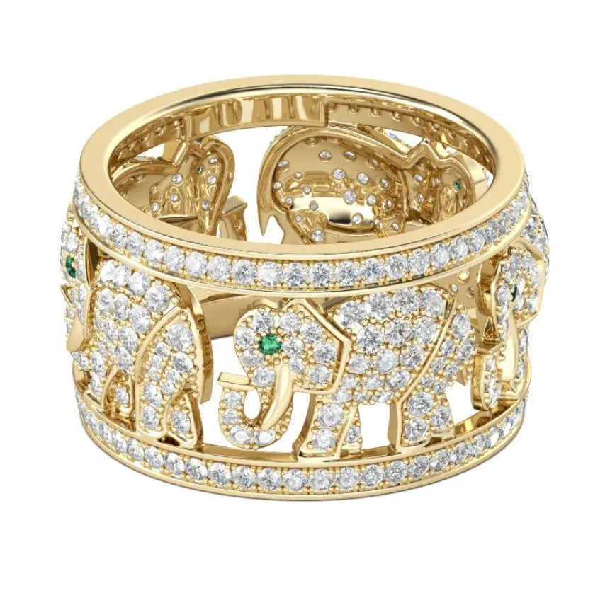 Alloy elephant ring with diamond details and electroplated finish in AJZ1935 or AJZ141 colours