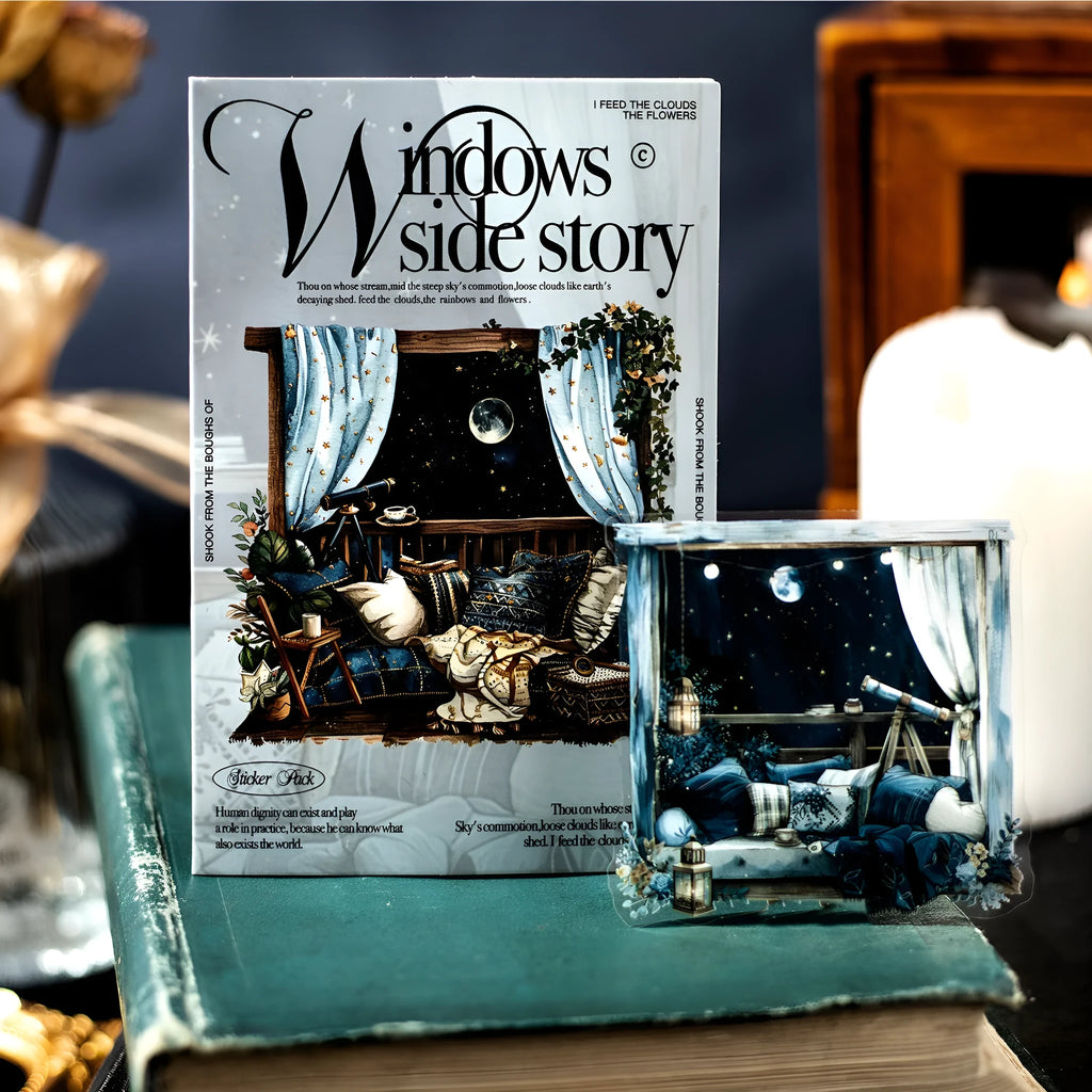 Window Story Series retro journal decorative stickers showing six colour theme designs