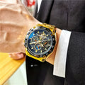 Automatic mechanical watch for men showing silver case with white dial