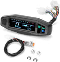 Black motorcycle mini speedometer with LCD display showing oil gauge and instrument readings