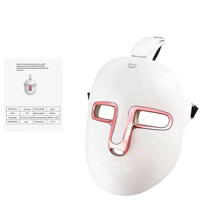Black gold IPL phototherapy facial mask with silicone headband and touch screen control panel