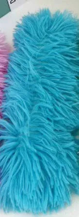 Plush cat toy pillow in blue, green, pink, or white colours, measuring 27cm by 10cm.