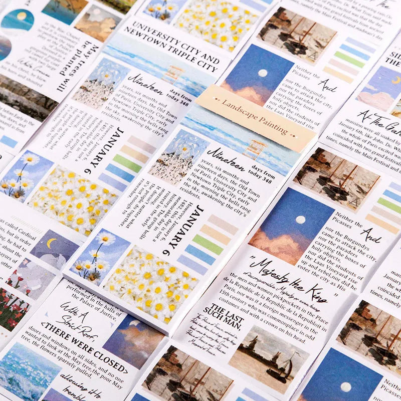 Landscape painting paper stickers measuring 60x120mm from famous art series