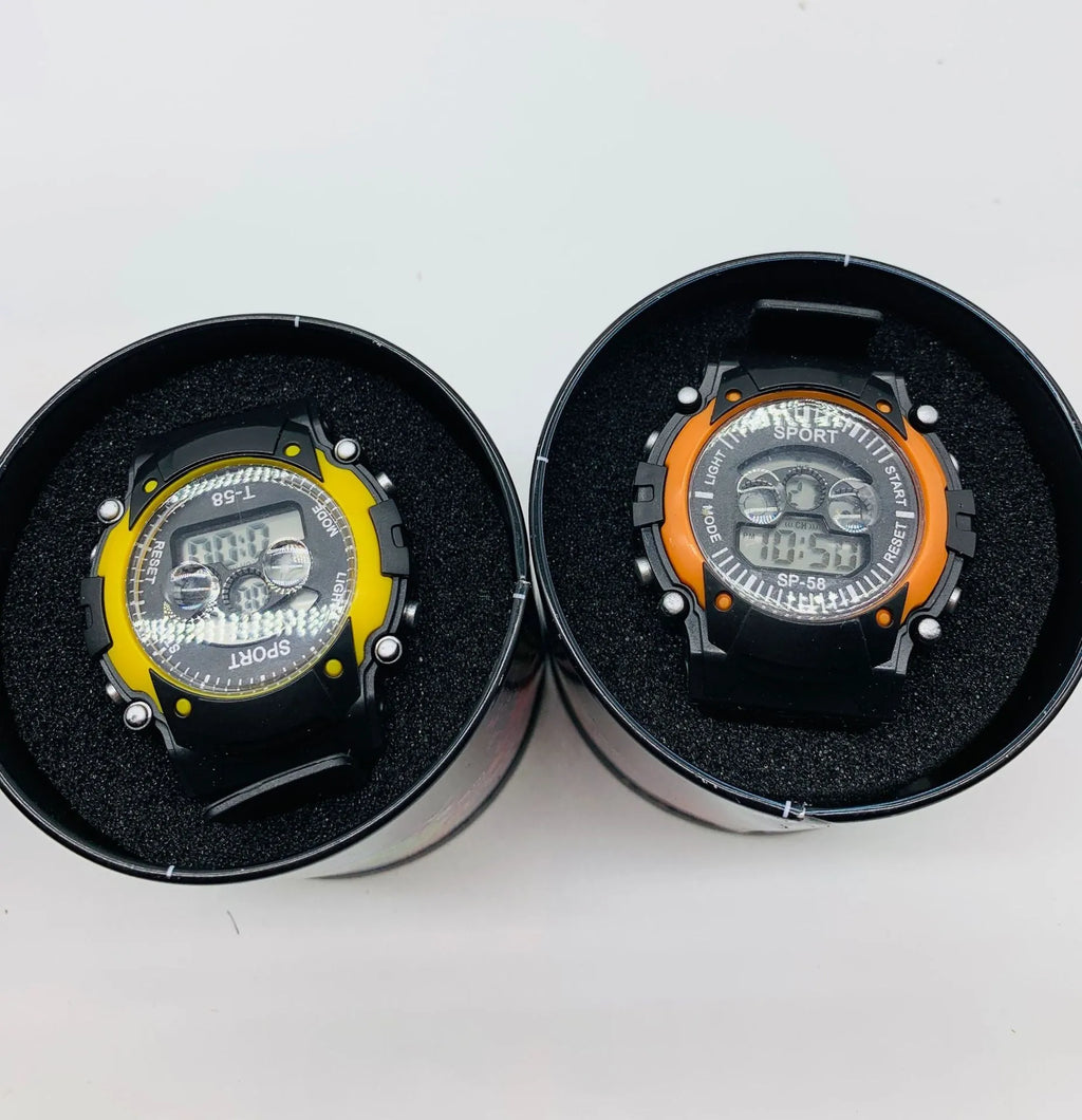 Digital sports watch for children with silicone strap and large coloured dial
