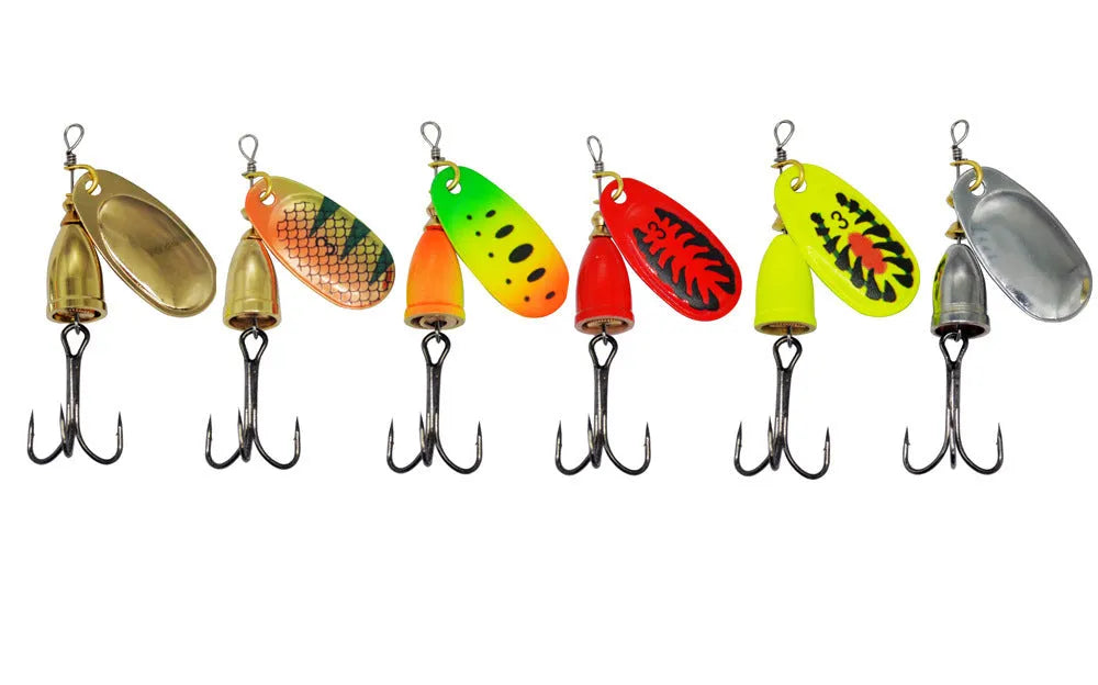 R composite rotating sequins copper bell metal fishing lure in seven colour variants