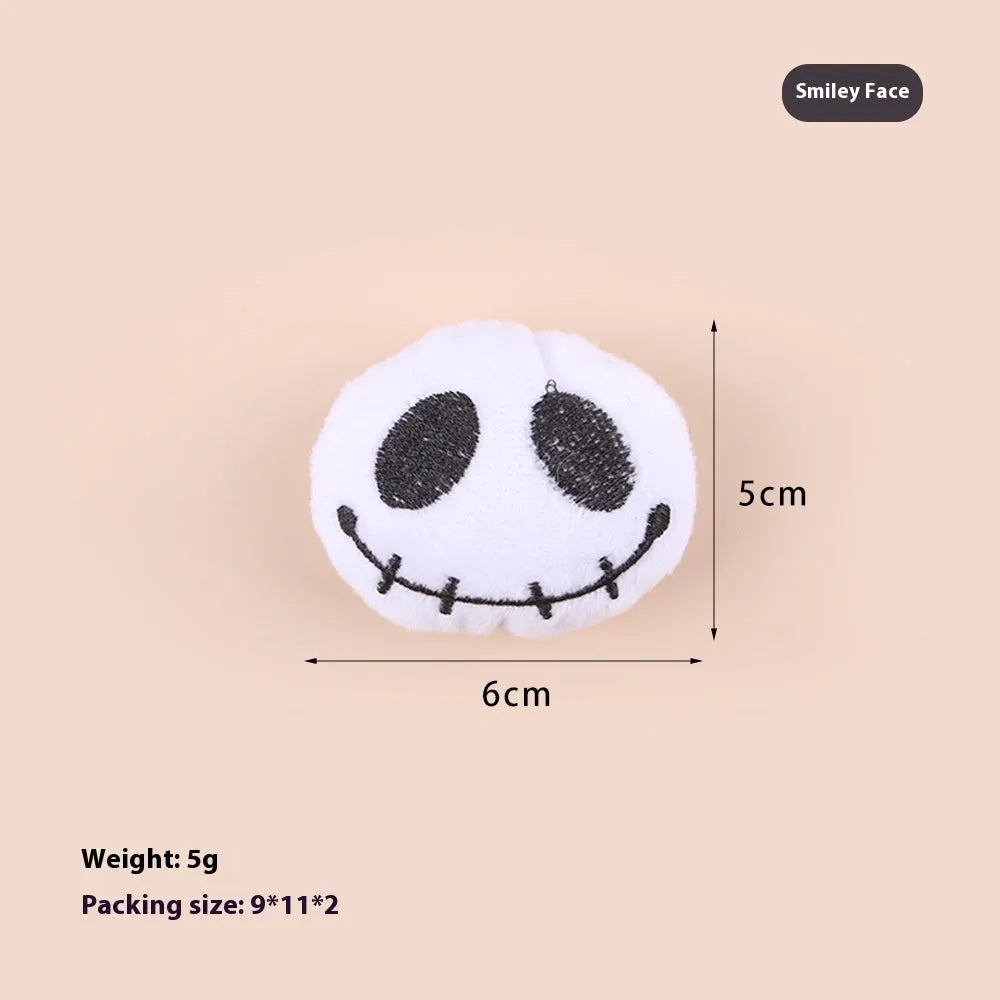 Small plush cat teaser toy in candy, eyes or skull design for pet play