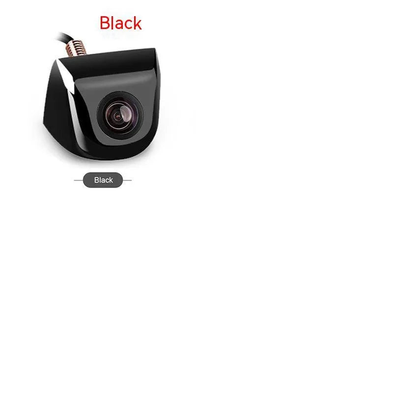 HD metal car reversing camera with screw plug-in connector in black, shown with cable and mounting screws.