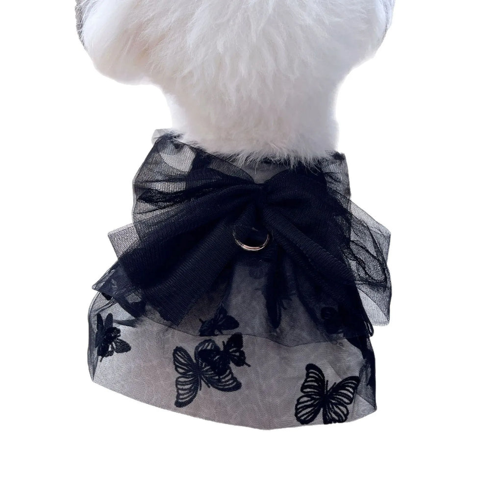 Black gauze princess tulle skirt pet clothing for dog or cat with size chart