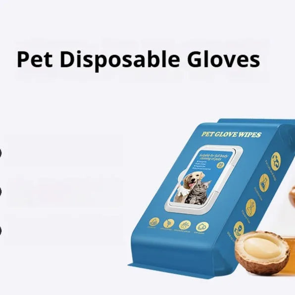 Pack of disposable pet gloves for cat and dog grooming and bathing