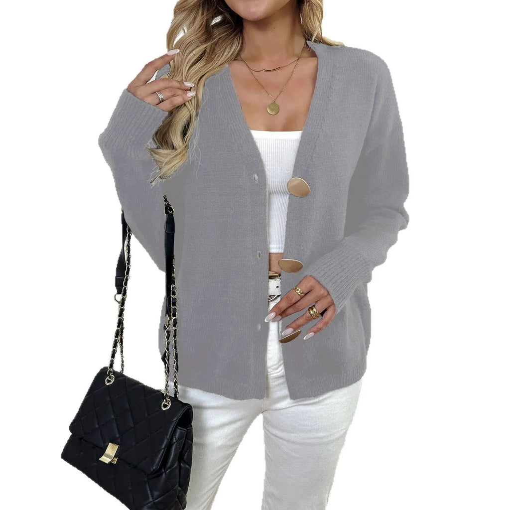Women's black deer plush long sleeve sweater coat with princess sleeves and irregular hem