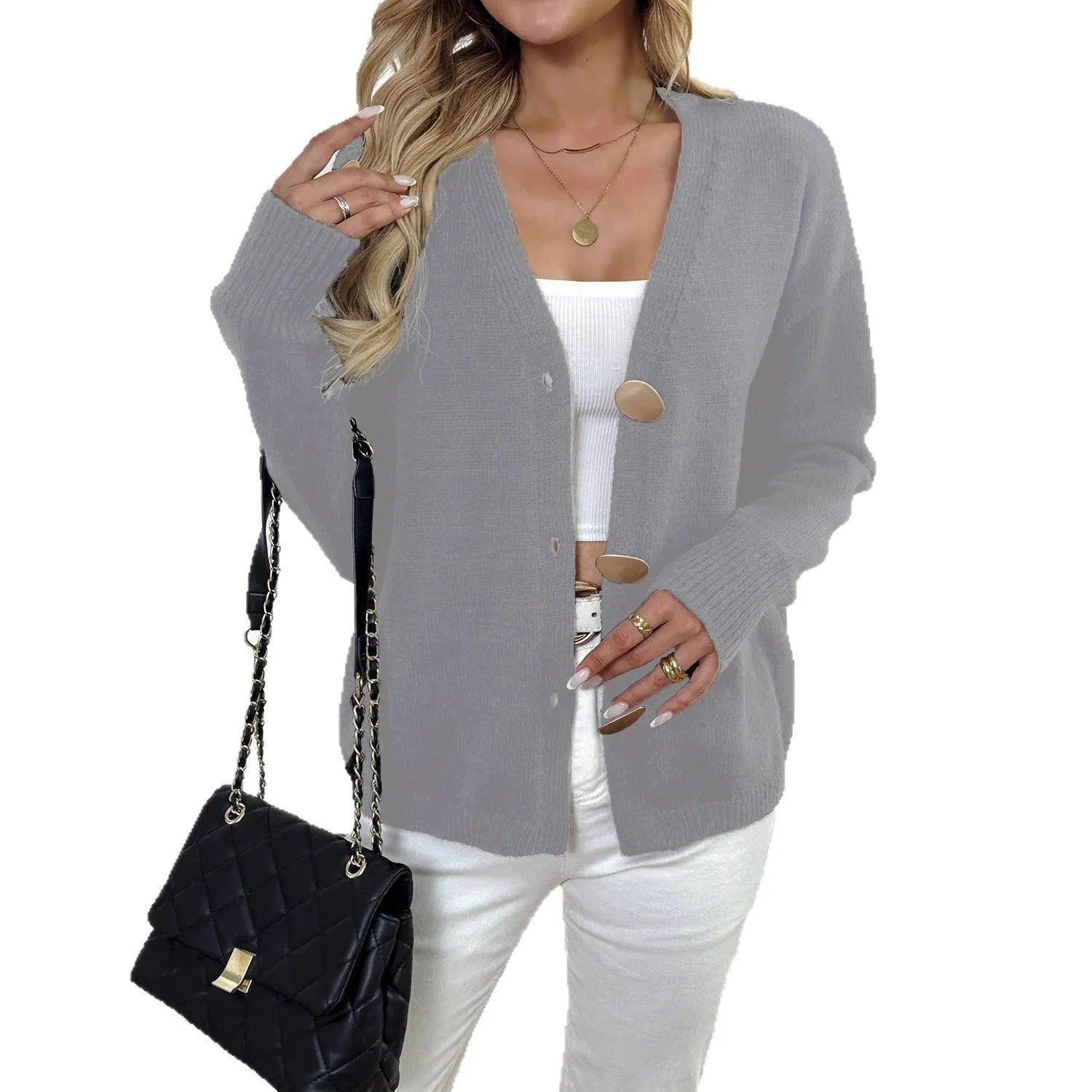 Women's black deer plush long sleeve sweater coat with princess sleeves and irregular hem