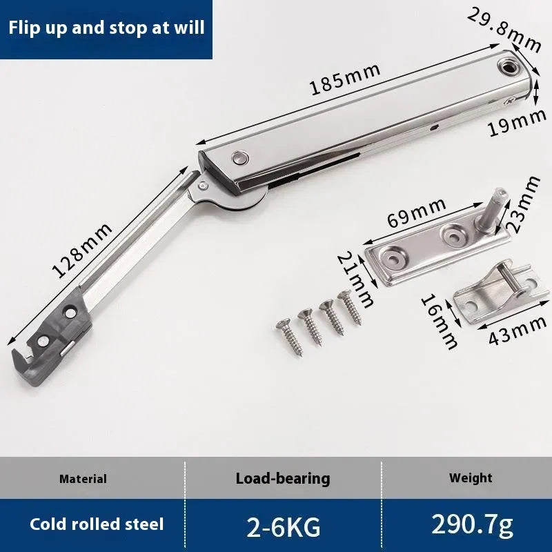 Cold rolled steel tatami cabinet support rod with spring jackstay mechanism in stainless steel finish