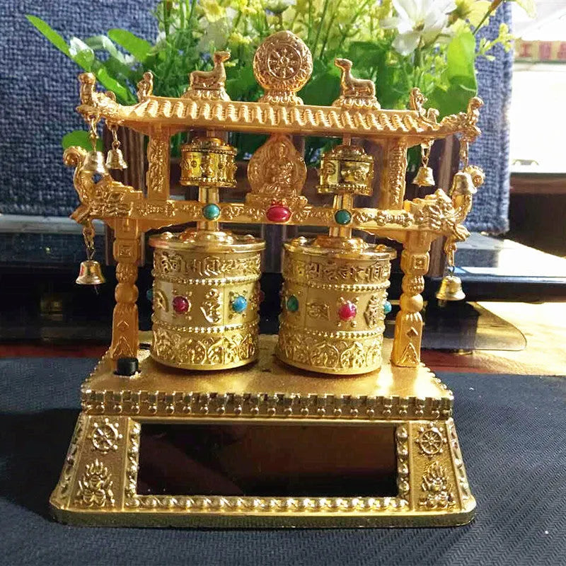 Alloy car prayer wheel decoration with rotary mechanism and Chinese tradition licence plate design