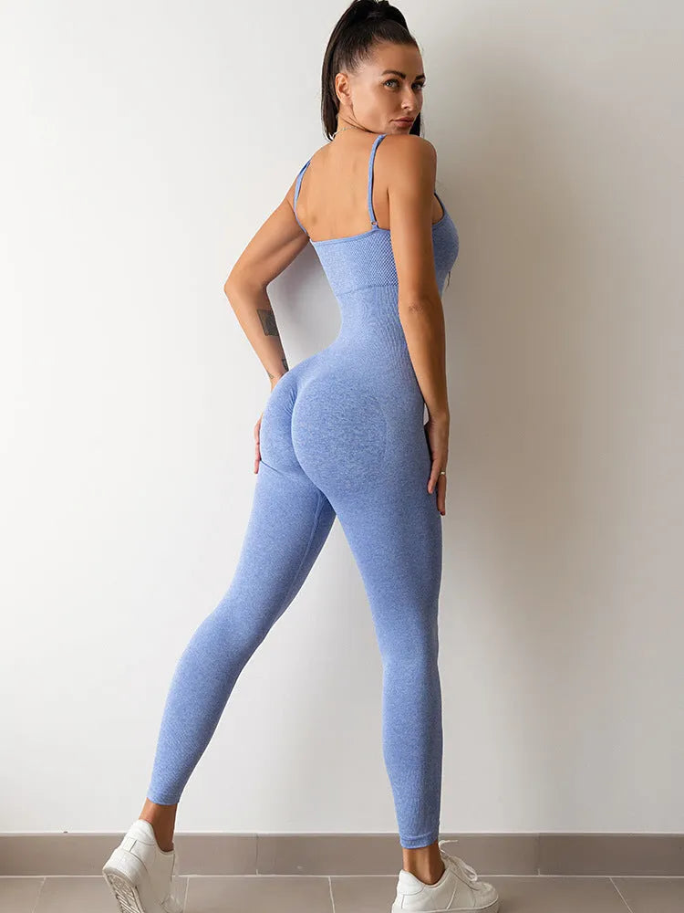 Womens black sleeveless jumpsuit unitard with spaghetti straps and tummy control
