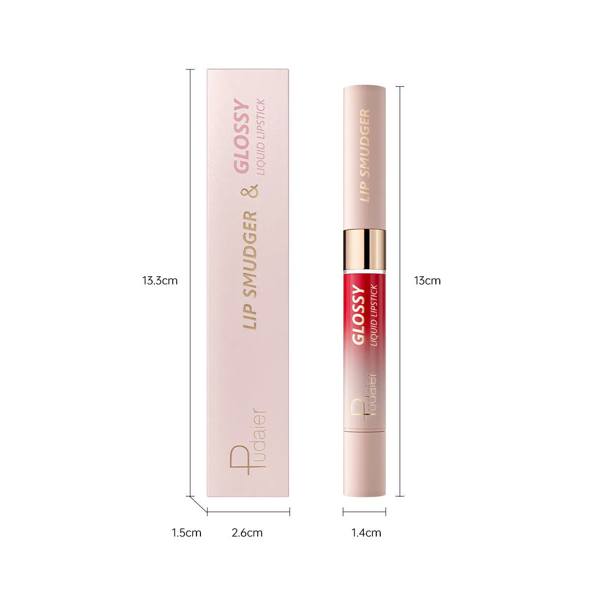 Double-headed lipstick with two colour tips showing matte finish, available in 10 colour variations