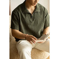 Men's cedar green loose fit short sleeve T-shirt made from quick-dry polyester fabric