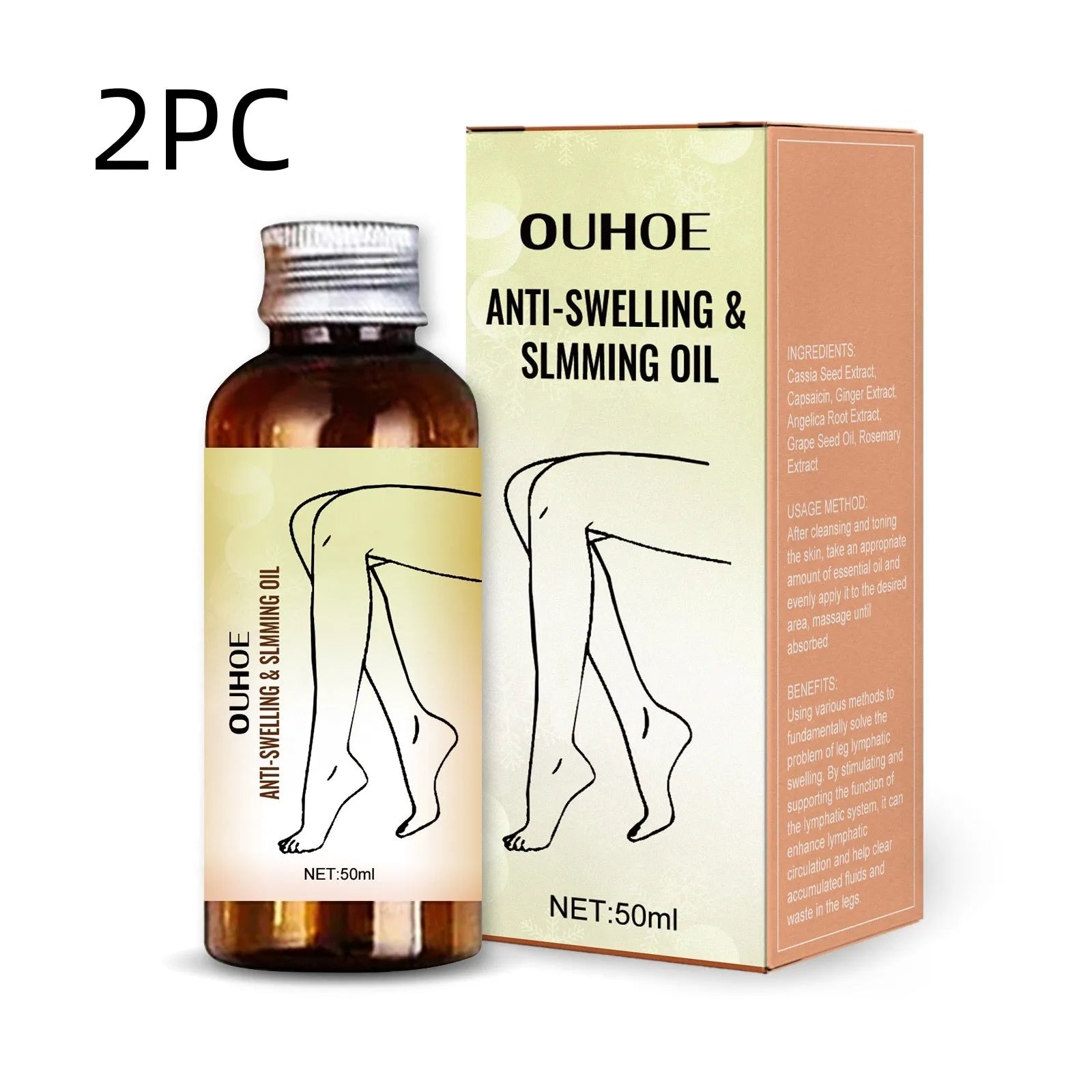 50ml glass bottle of botanical body massage essential oil with a dropper.