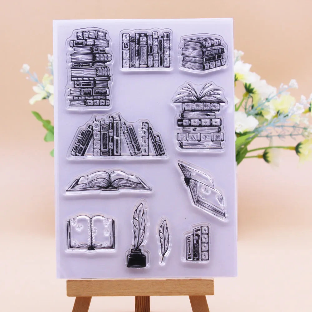White seal pattern transparent silicone stamp with adhesive backing, 11 by 16 centimetres.