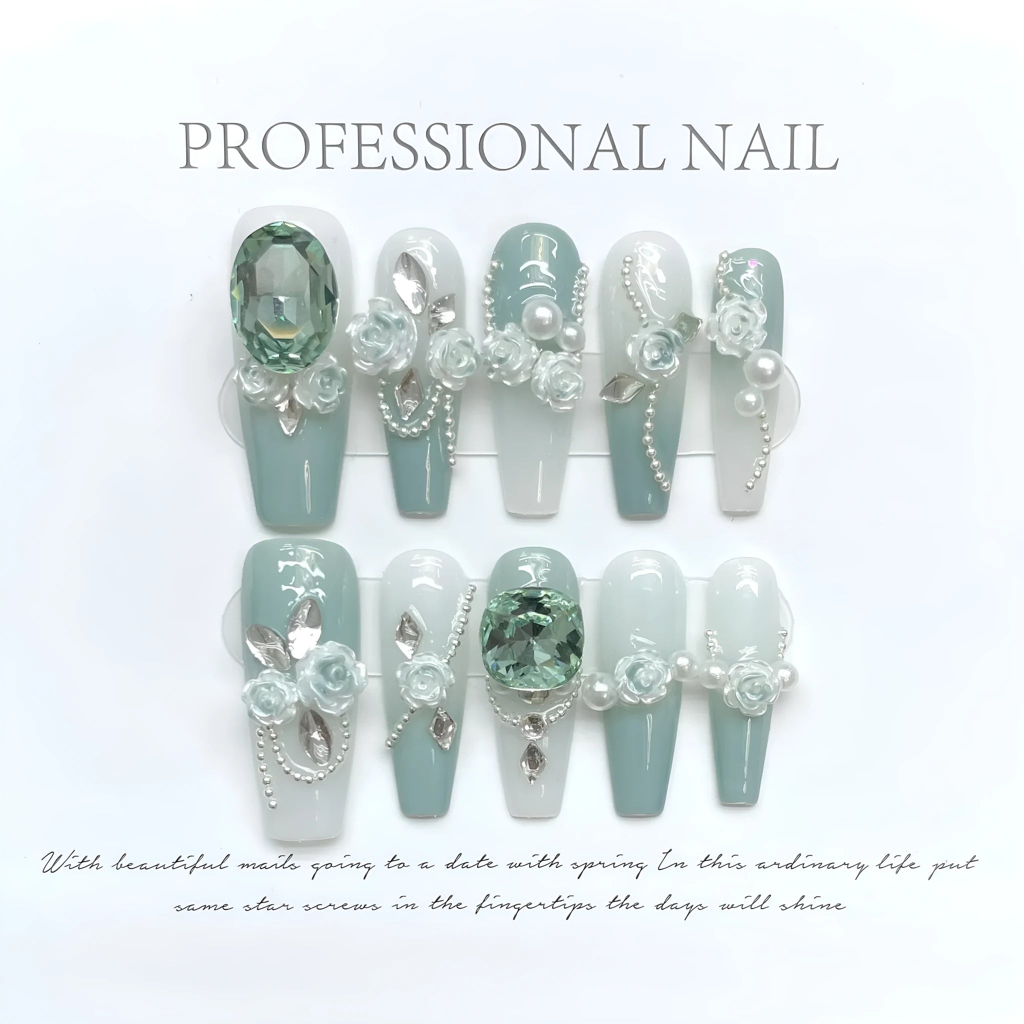 Camellia gradient chain nail art stickers with diamond coverage and butterfly patterns
