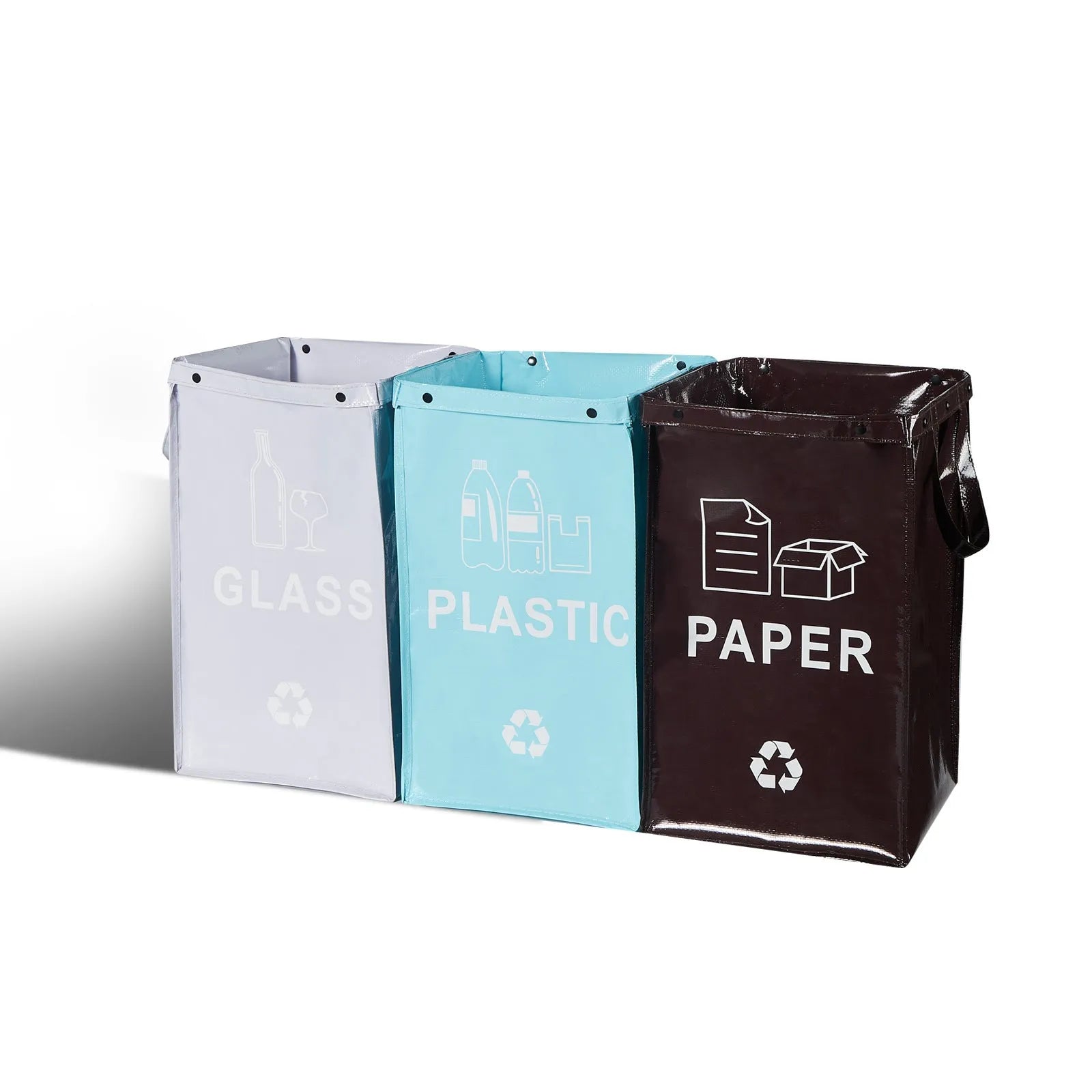 Blue foldable 40L handbag garbage bin for household waste classification and storage.