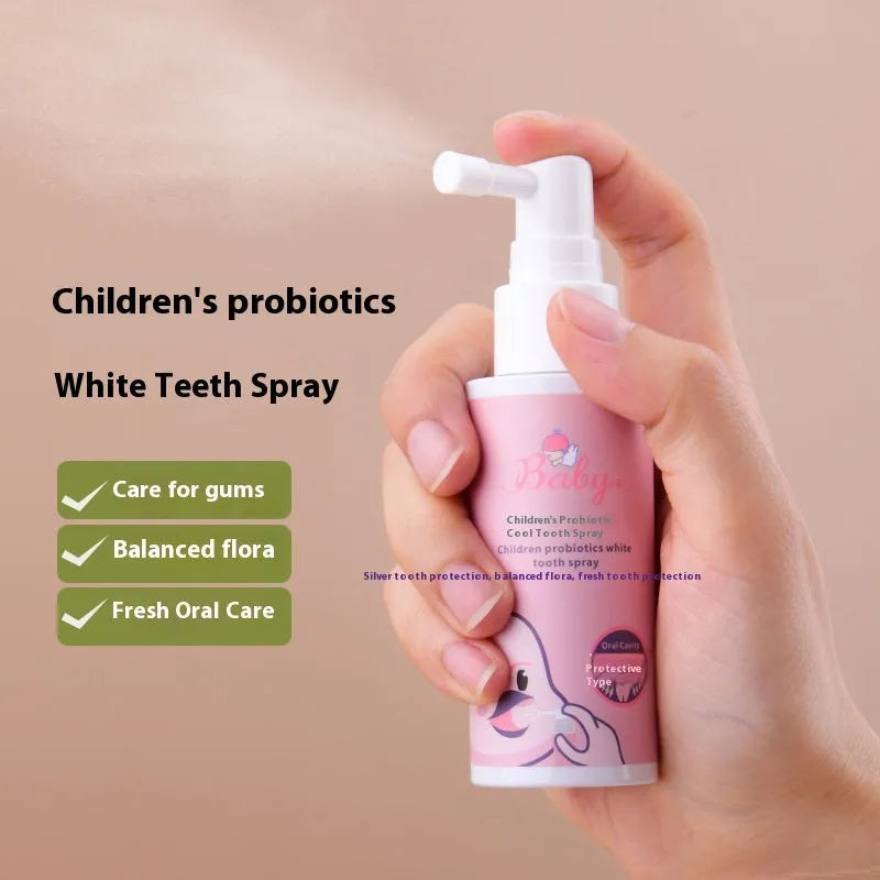 Children's probiotic oral care spray bottle in 40ml size for cavity prevention and teeth whitening