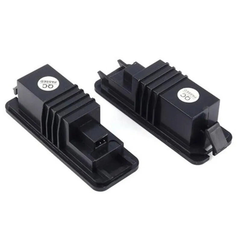 Volkswagen LED licence plate light upgrade kit for Golf, Polo, Phaeton models with white light.