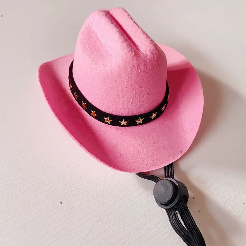 British cowboy hat for cats and small dogs in non-woven fabric with decorative ribbon or velvet belt
