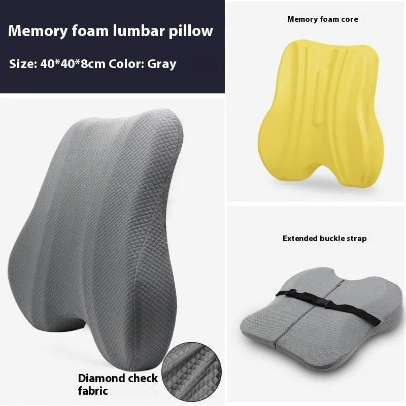 Office station chair lumbar support body in gray navy blue or pink with 40x40x8cm dimensions and polyester fiber filling