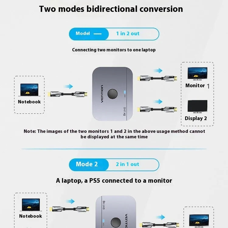 Grey alloy cable separator for HD computer audio and video two-way conversion with television line connection
