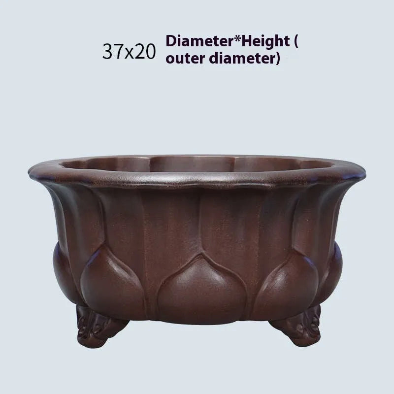 Purple sand succulent flower pot with square antique design measuring 37cm wide by 20cm high.