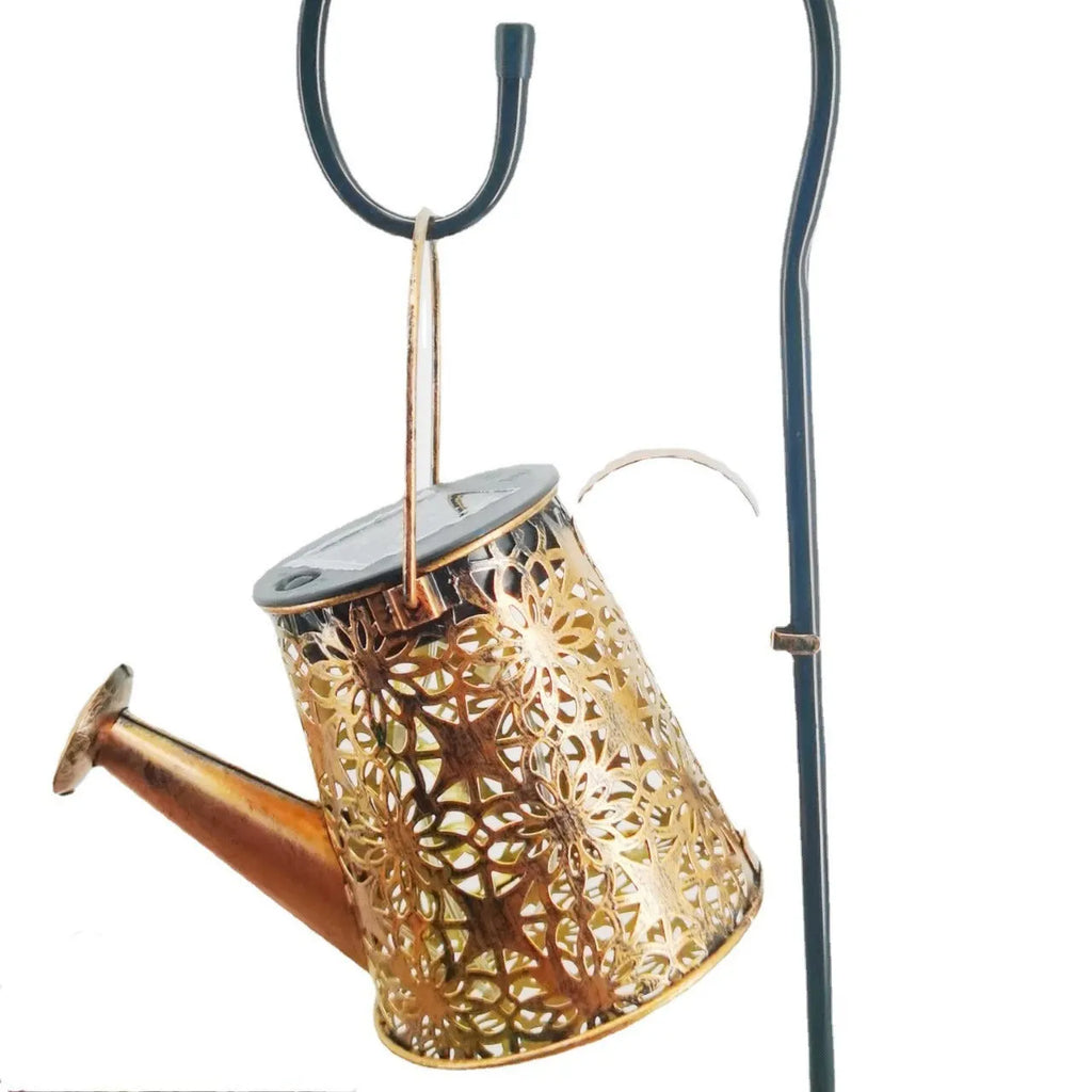Wrought iron solar-powered butterfly kettle lamp for outdoor garden decoration