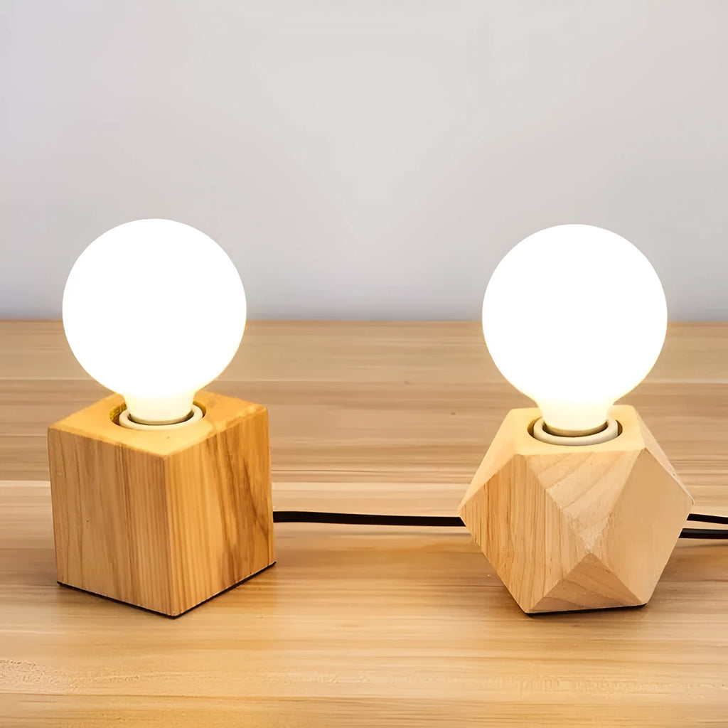 Retro wooden lamp holder in square and diamond shapes, 75mm by 80mm, with switch options.