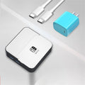 Portable game console rotary adapter with USB-C port in a silver PVC-aluminium housing.