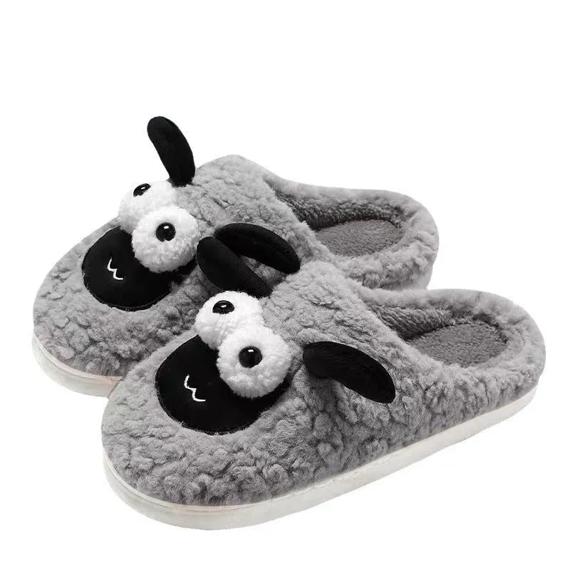 Brown suede slip-on slippers with PVC sole and thermal cotton lining for indoor footwear