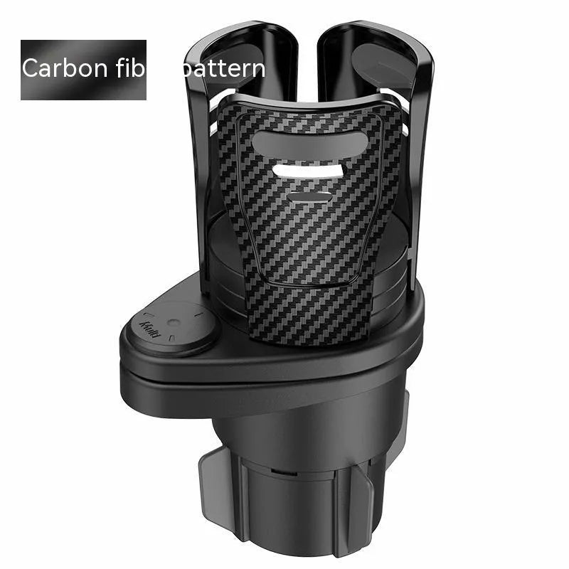 Second generation upgraded car cup holder modification kit with carbon fibre finish