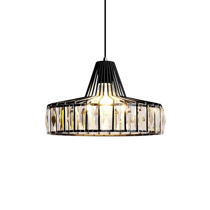 Crystal sun lamp chandelier with LED full spectrum lighting in black or gold finish